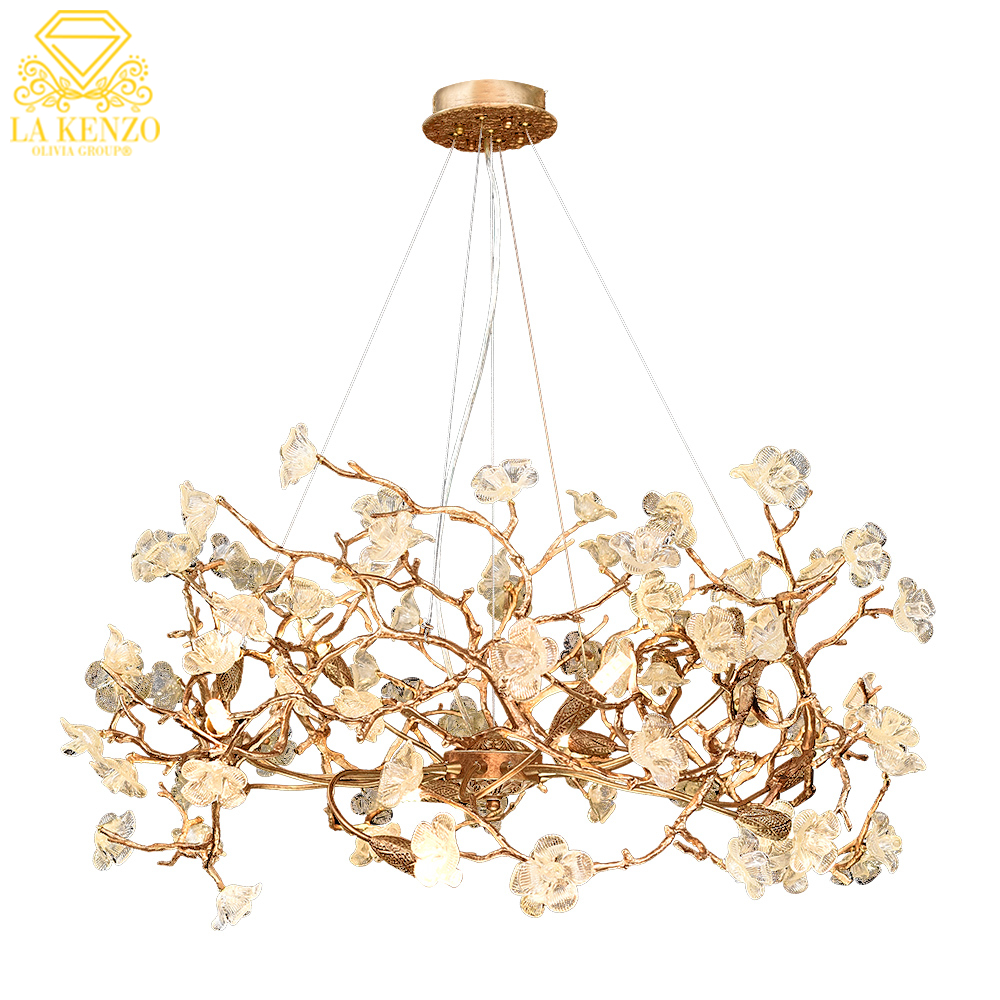 Italian Liquid Crystal Flowers G9 copper Modern Pendant Lamp 